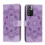 Custodia in pelle per telefono con motivo a goffratura Sun Mandala con supporto, slot per carte, portafoglio e cordino, For Xiaomi Redmi Note 11, For Xiaomi Redmi Note 11 Pro