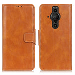 Custodia per telefono in pelle a conchiglia orizzontale con texture cavallo pazzo Mirren con supporto, slot per carte e portafoglio, For Sony Xperia Pro-I