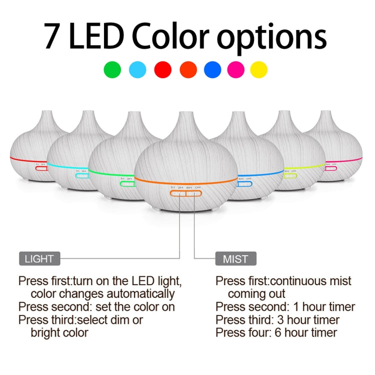 Umidificatore a bocca appuntita per macchina per fragranze in legno da 400 ml con luce a LED colorata, AU Plug, without Remote Control, UK Plug, with Remote Control