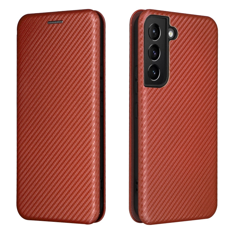 Custodia per telefono in pelle con vibrazione orizzontale magnetica in fibra di carbonio, For Samsung Galaxy S22, For Samsung Galaxy S22+