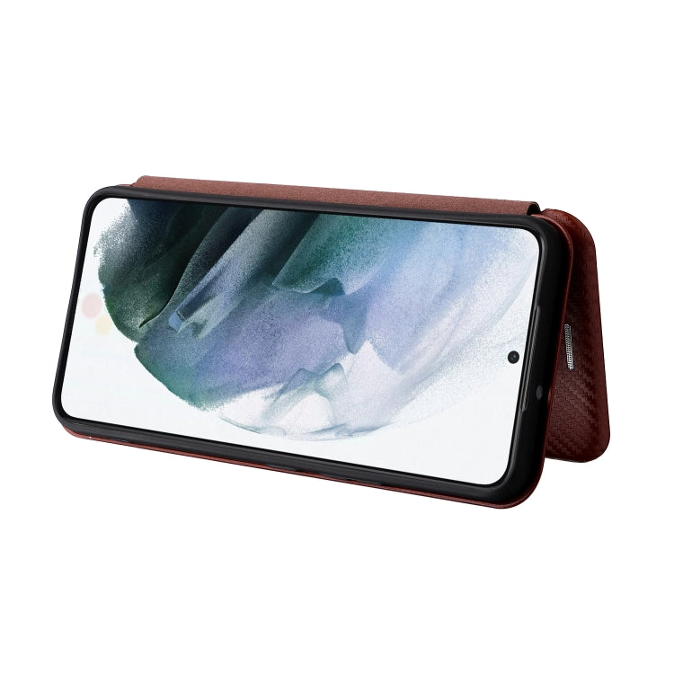 Custodia per telefono in pelle con vibrazione orizzontale magnetica in fibra di carbonio, For Samsung Galaxy S22, For Samsung Galaxy S22+