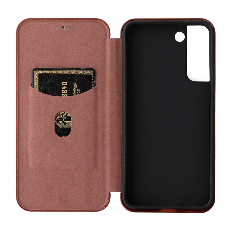 Custodia per telefono in pelle con vibrazione orizzontale magnetica in fibra di carbonio, For Samsung Galaxy S22, For Samsung Galaxy S22+