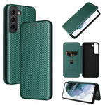 Custodia per telefono in pelle con vibrazione orizzontale magnetica in fibra di carbonio, For Samsung Galaxy S22, For Samsung Galaxy S22+