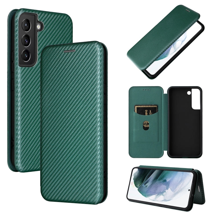 Custodia per telefono in pelle con vibrazione orizzontale magnetica in fibra di carbonio, For Samsung Galaxy S22, For Samsung Galaxy S22+