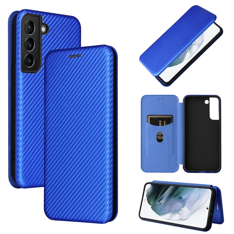 Custodia per telefono in pelle con vibrazione orizzontale magnetica in fibra di carbonio, For Samsung Galaxy S22, For Samsung Galaxy S22+