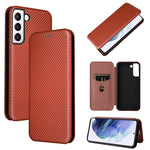 Custodia per telefono in pelle con vibrazione orizzontale magnetica in fibra di carbonio, For Samsung Galaxy S22, For Samsung Galaxy S22+