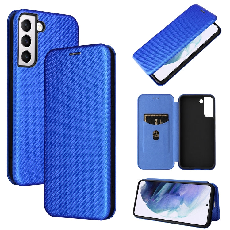 Custodia per telefono in pelle con vibrazione orizzontale magnetica in fibra di carbonio, For Samsung Galaxy S22, For Samsung Galaxy S22+