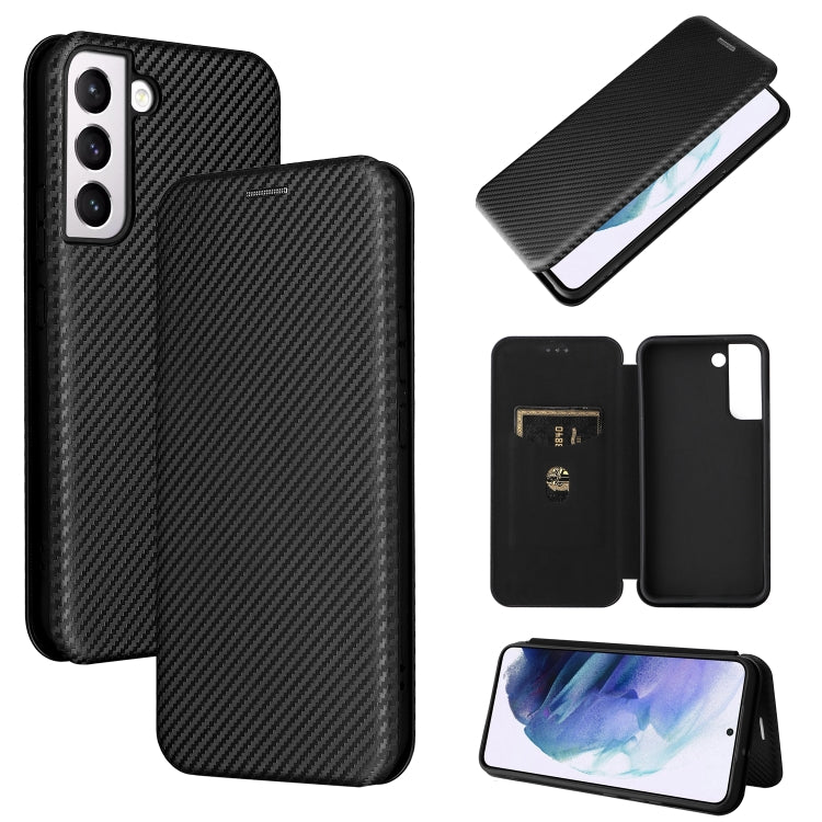 Custodia per telefono in pelle con vibrazione orizzontale magnetica in fibra di carbonio, For Samsung Galaxy S22, For Samsung Galaxy S22+