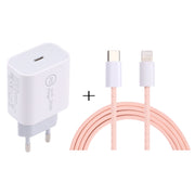 Caricabatterie da viaggio SDC-20W PD USB-C / Type-C + set di cavi dati da 1 m 12 W USB-C / Type-C a 8 pin,, EU Plug, US Plug