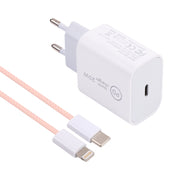 Caricabatterie da viaggio SDC-20W PD USB-C / Type-C + set di cavi dati da 1 m 12 W USB-C / Type-C a 8 pin,, EU Plug, US Plug