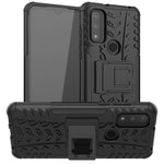 Custodia per telefono in TPU + PC antiurto con trama di pneumatici con supporto, For Motorola Moto G Pure