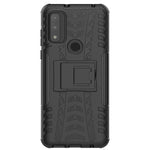 Custodia per telefono in TPU + PC antiurto con trama di pneumatici con supporto, For Motorola Moto G Pure