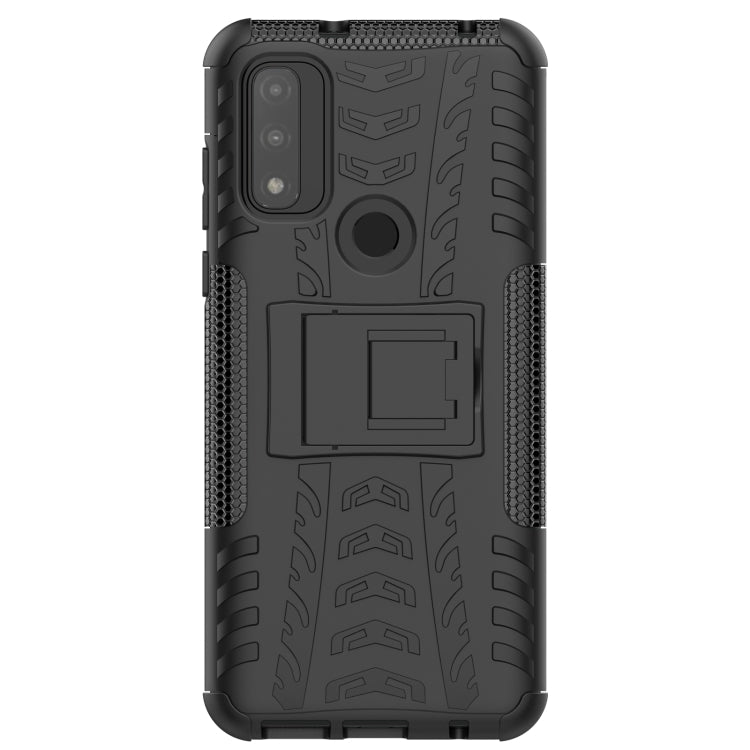Custodia per telefono in TPU + PC antiurto con trama di pneumatici con supporto, For Motorola Moto G Pure