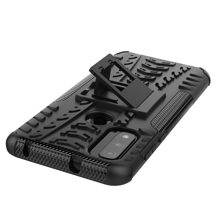 Custodia per telefono in TPU + PC antiurto con trama di pneumatici con supporto, For Motorola Moto G Pure