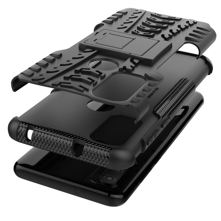 Custodia per telefono in TPU + PC antiurto con trama di pneumatici con supporto, For Motorola Moto G Pure