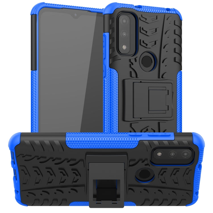 Custodia per telefono in TPU + PC antiurto con trama di pneumatici con supporto, For Motorola Moto G Pure