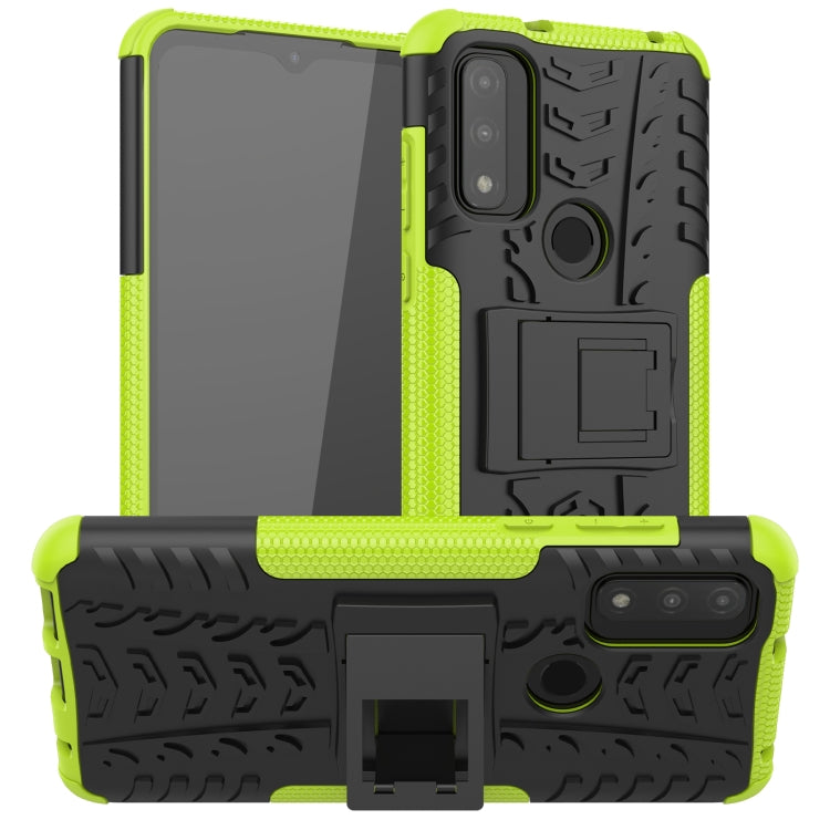 Custodia per telefono in TPU + PC antiurto con trama di pneumatici con supporto, For Motorola Moto G Pure
