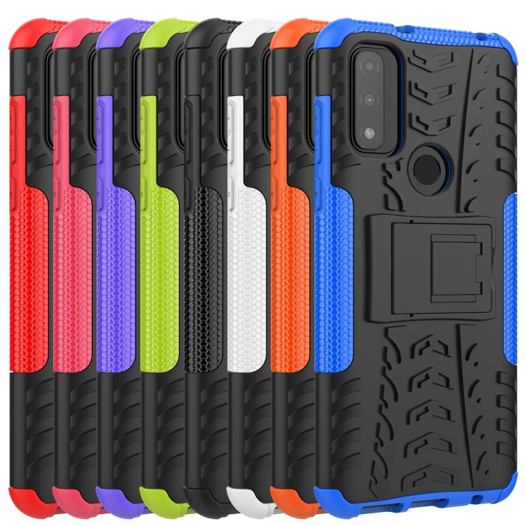 Custodia per telefono in TPU + PC antiurto con trama di pneumatici con supporto, For Motorola Moto G Pure