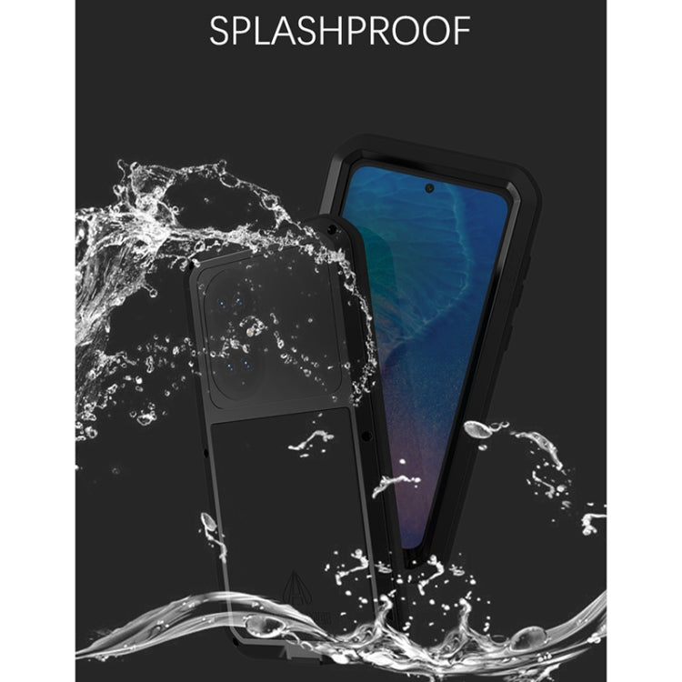 Custodia protettiva antipolvere impermeabile antiurto in metallo LOVE MEI con vetro, For Huawei P50, For Samsung Galaxy S21 FE