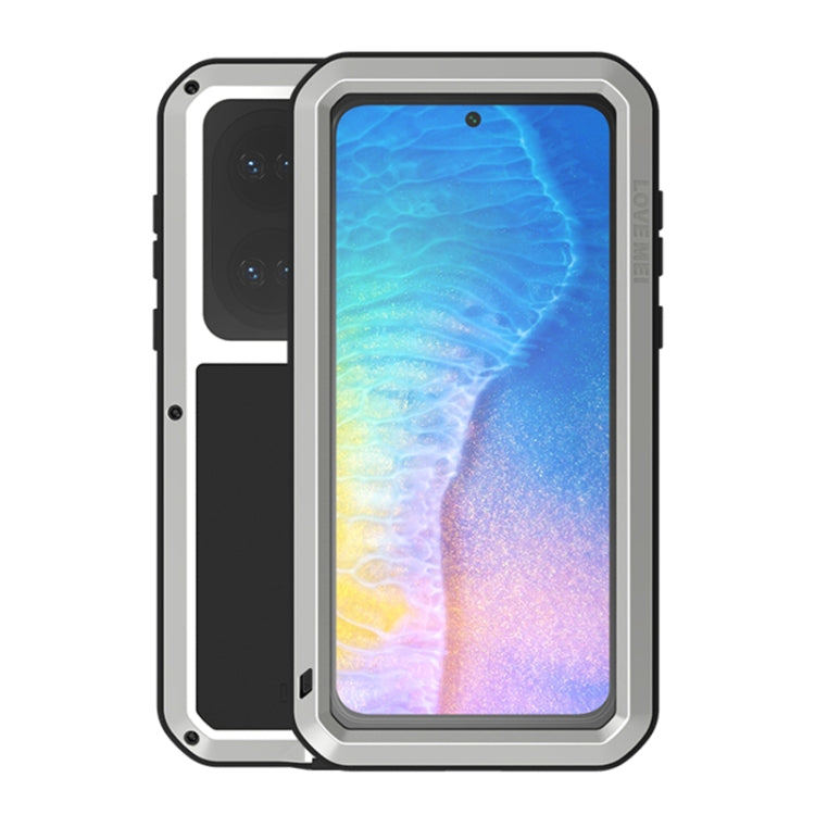 Custodia protettiva antipolvere impermeabile antiurto in metallo LOVE MEI con vetro, For Huawei P50, For Samsung Galaxy S21 FE