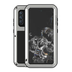 Custodia protettiva antipolvere impermeabile antiurto in metallo LOVE MEI con vetro, For Huawei P50, For Samsung Galaxy S21 FE