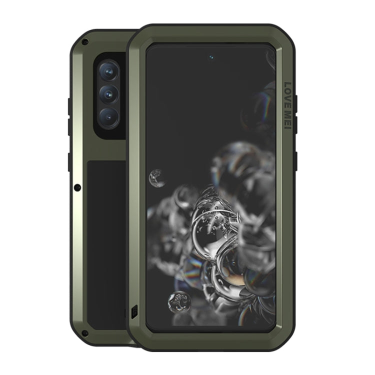 Custodia protettiva antipolvere impermeabile antiurto in metallo LOVE MEI con vetro, For Huawei P50, For Samsung Galaxy S21 FE