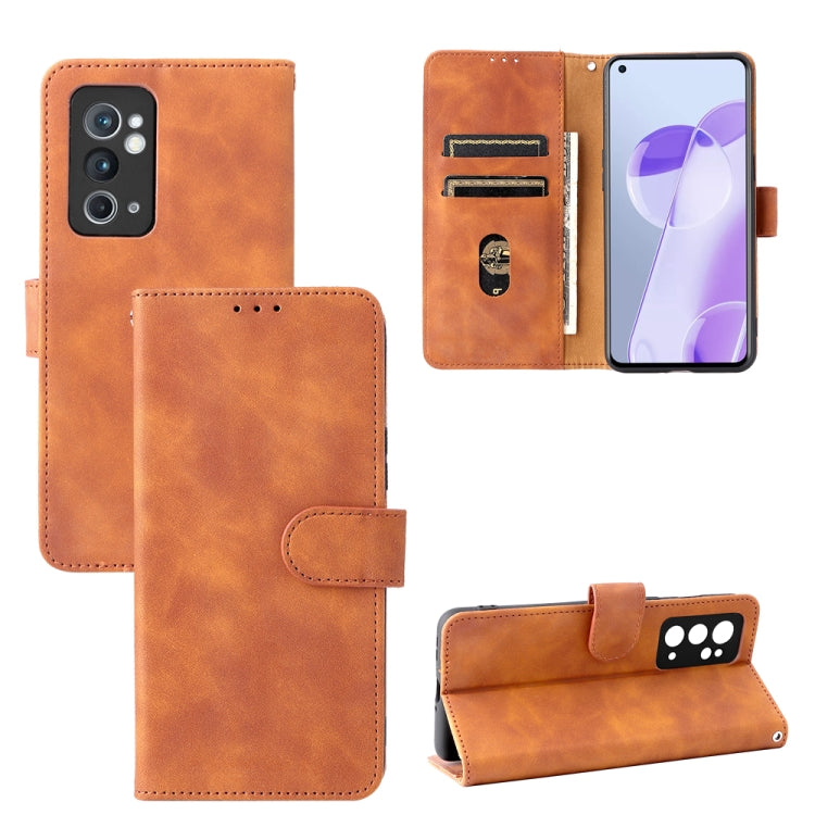 Custodia per cellulare in pelle tinta unita con pelle in tinta unita con fibbia magnetica, For OnePlus 9RT 5G