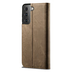Custodia portafoglio in pelle con texture denim per Galaxy S22 Ul