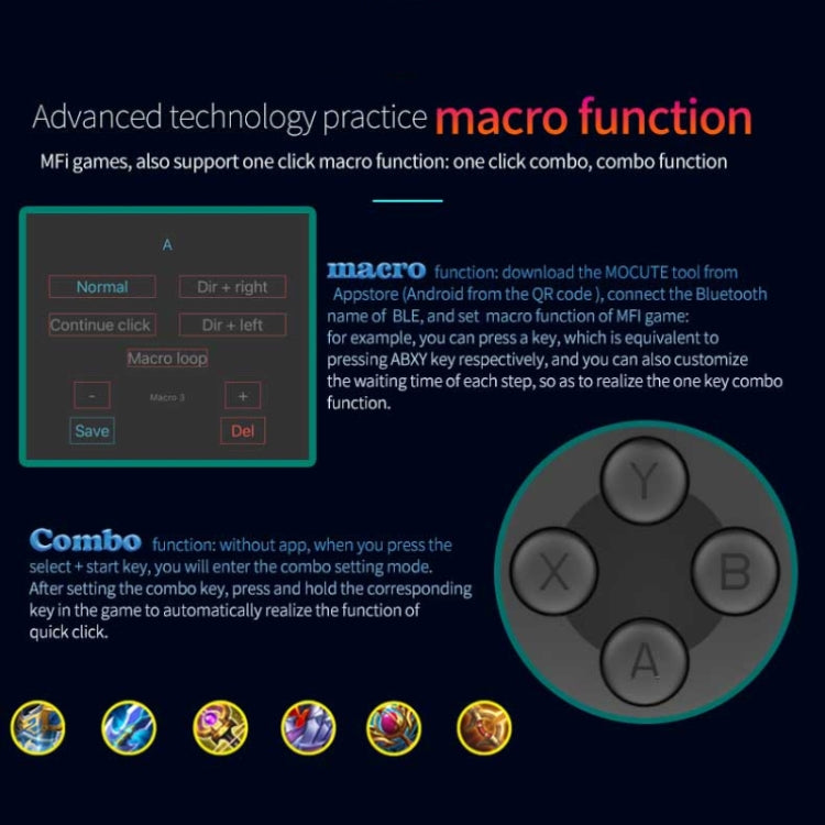 MOCUTE 060 Stretch Dual Joystick Bluetooth Gamepad per Android e iOS, Red+Blue