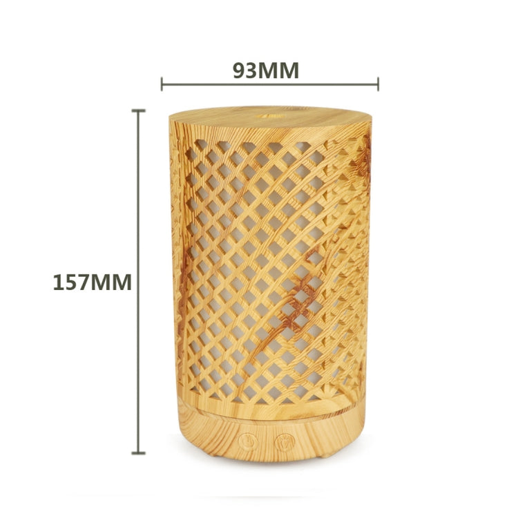 Umidificatore ad ultrasuoni per macchina per aromaterapia con olio essenziale in legno con motivo a foresta scavata da 200 ml, AU Plug, USB, UK Plug, US Plug