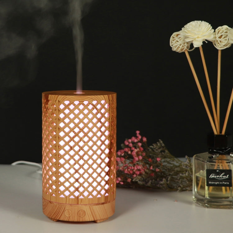 Umidificatore ad ultrasuoni per macchina per aromaterapia con olio essenziale in legno con motivo a foresta scavata da 200 ml, AU Plug, USB, UK Plug, US Plug
