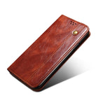 Custodia per telefono in pelle a conchiglia orizzontale con struttura a cavallo pazzo cerato semplice con slot per schede e supporto, For Samsung Galaxy S22 5G, For Samsung Galaxy S22+ 5G, For Samsung Galaxy S22 Ultra 5G