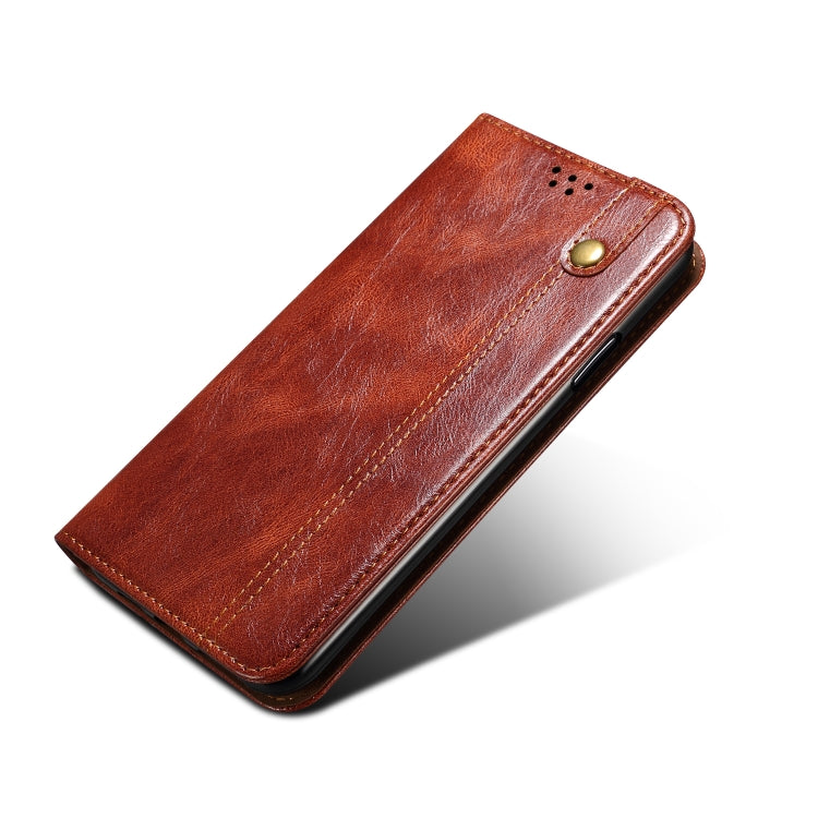 Custodia per telefono in pelle a conchiglia orizzontale con struttura a cavallo pazzo cerato semplice con slot per schede e supporto, For Samsung Galaxy S22 5G, For Samsung Galaxy S22+ 5G, For Samsung Galaxy S22 Ultra 5G