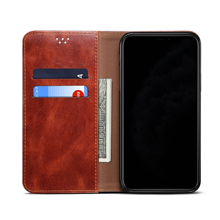 Custodia per telefono in pelle a conchiglia orizzontale con struttura a cavallo pazzo cerato semplice con slot per schede e supporto, For Samsung Galaxy S22 5G, For Samsung Galaxy S22+ 5G, For Samsung Galaxy S22 Ultra 5G
