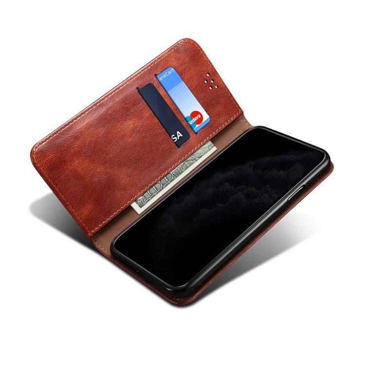 Custodia per telefono in pelle a conchiglia orizzontale con struttura a cavallo pazzo cerato semplice con slot per schede e supporto, For Samsung Galaxy S22 5G, For Samsung Galaxy S22+ 5G, For Samsung Galaxy S22 Ultra 5G