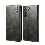 Custodia per telefono in pelle a conchiglia orizzontale con struttura a cavallo pazzo cerato semplice con slot per schede e supporto, For Samsung Galaxy S22 5G, For Samsung Galaxy S22+ 5G, For Samsung Galaxy S22 Ultra 5G