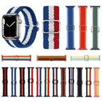 Cinturino in nylon intrecciato a righe regolabile per serie Apple Watch, 7 41mm / 6&SE&5&4 40mm / 3&2&1 38mm