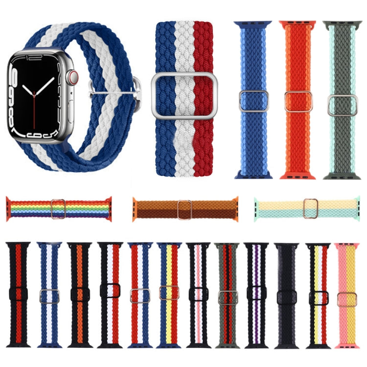 Cinturino in nylon intrecciato a righe regolabile per serie Apple Watch, 7 41mm / 6&SE&5&4 40mm / 3&2&1 38mm
