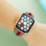 Cinturino in nylon intrecciato a righe regolabile per serie Apple Watch, 7 45mm / 6&SE&5&4 44mm / 3&2&1 42mm