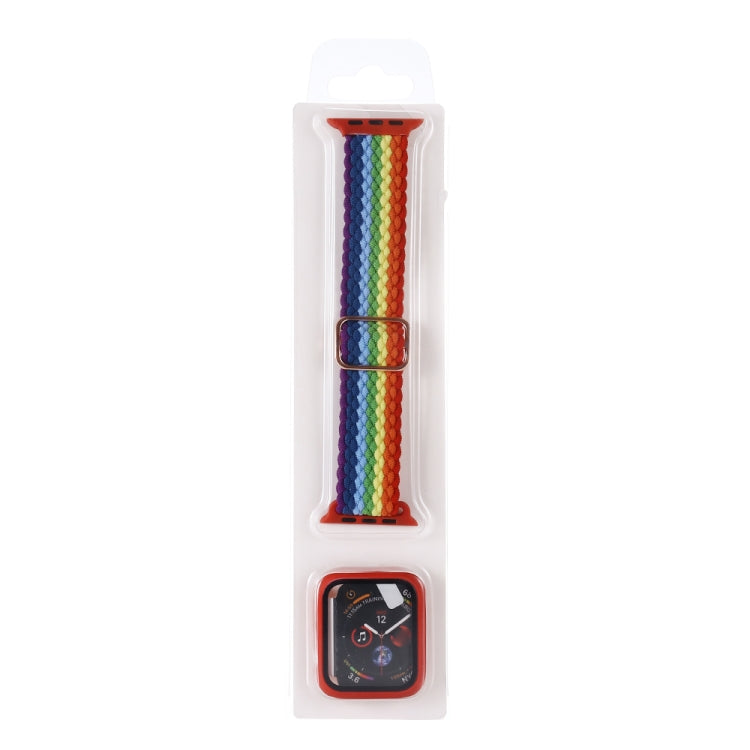 Cinturino regolabile in nylon intrecciato a righe + set di custodie per Apple Watch Series, 7 41mm/6&SE&5&4 40mm/3&2&1 38mm