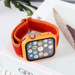 Cinturino regolabile in nylon intrecciato a righe + set di custodie per Apple Watch Series, 7 41mm/6&SE&5&4 40mm/3&2&1 38mm