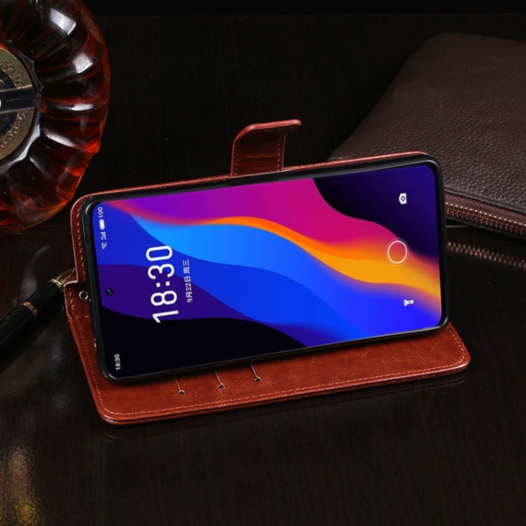 Custodia in pelle idewei Crazy Horse Texture con supporto e slot per carte e portafoglio, For Meizu 18x