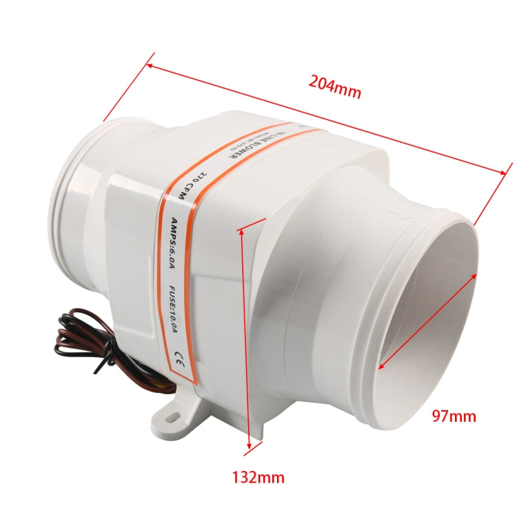Ventola di scarico per yacht da 4 pollici 12V a 6 pale, A6608-01
