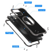 Custodia protettiva per telefono in metallo antiurto cavo R-JUST RJ51, For iPhone 12 / 12 Pro, For iPhone 12 Pro Max