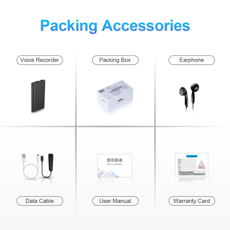 Q1 Registratore di controllo vocale con riduzione del rumore HD intelligente, 4GB, 8GB, 16GB, 32GB