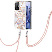 Custodia per cellulare in TPU con fiore in marmo con giunzione elettrolitica con cordino, For Xiaomi Mi 11T / Mi 11T Pro, For Xiaomi Redmi 10, For Samsung Galaxy A13 5G
