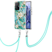 Custodia per cellulare in TPU con fiore in marmo con giunzione elettrolitica con cordino, For Xiaomi Mi 11T / Mi 11T Pro, For Xiaomi Redmi 10, For Samsung Galaxy A13 5G