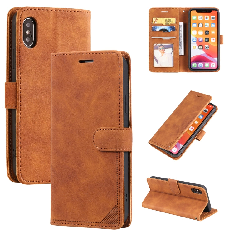 Custodia per telefono in pelle con vibrazione orizzontale con spazzola antifurto Skin Feel, For iPhone X / XS, For iPhone SE 2022 / SE 2020 / 8 / 7, For iPhone 8 Plus & 7 Plus