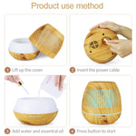 Macchina per aromaterapia con purificatore d'aria a grana di legno con umidificatore a LED da 400 ml con luce a LED colorata, AU Plug, EU Plug, UK Plug, US Plug