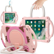 Custodia protettiva in EVA antiurto per bambini Cute Cat King con supporto, tracolla e maniglia, For iPad 9.7 2018 / 2017 / Air / Air 2 / Pro 9.7, For iPad 10.2 2019 / 2020 / 2021 / Pro 10.5, For iPad mini 6 / mini 2024, For iPad mini 6